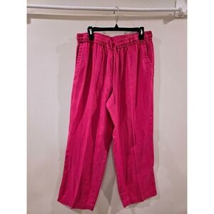 Charter Club Luxury Pink 100% Linen Wide Leg Drawstring Pants Large Lagenlook